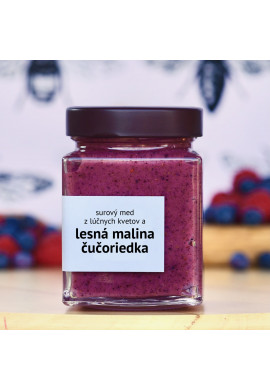 med s lesnými malinami a čučoriedkami